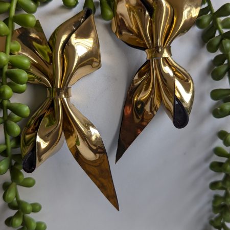 Double leather bow earrings