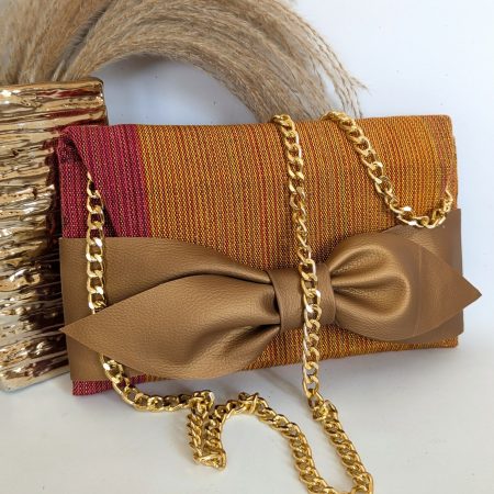 Asantewaa Fugu Clutch - Mustard/Bronze